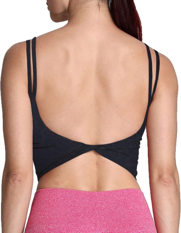 Aoxjox Women'S Workout Sports Bras Fitness Padded Backless Yoga Crop Tank Top Twist Back Cami