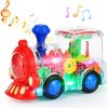 Light Up Train Toys,Electric Transparent Gear Car Toy For Toddlers 1-3,Educational Sensory Toy Train With Colorful Light And Music For Kids Boys Girls Christmas Birthday Gifts