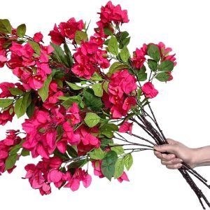 Pack Of 8 Artificial Flowers Stems Silk Bougainvillea Branches For Wedding Centerpieces, Table Runner, Indoor & Outdoor Decoration - 30 Inch (Fuchsia) 1