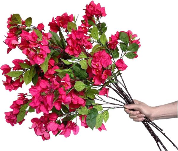 Pack Of 8 Artificial Flowers Stems Silk Bougainvillea Branches For Wedding Centerpieces, Table Runner, Indoor & Outdoor Decoration - 30 Inch (Fuchsia) 1