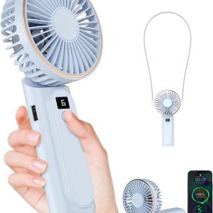 Tunise Portable Handheld Fan, Portable Fan Rechargeable, 4000Mah, 180° Adjustable, 6 Speed Wind, Display Electricity In Real Time, Usb Rechargeable Foldable Fan, Quiet Personal Fan As The Power Bank