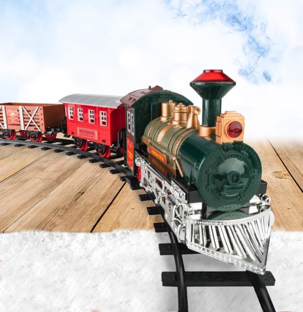 Kids Train Set - Electric Train Set For Boys 3-5 W/Lights & Sound, Train Toy Railway Kits Gift Toy W/Steam Locomotive Engine, 4 Horses & Tracks, For 4-7