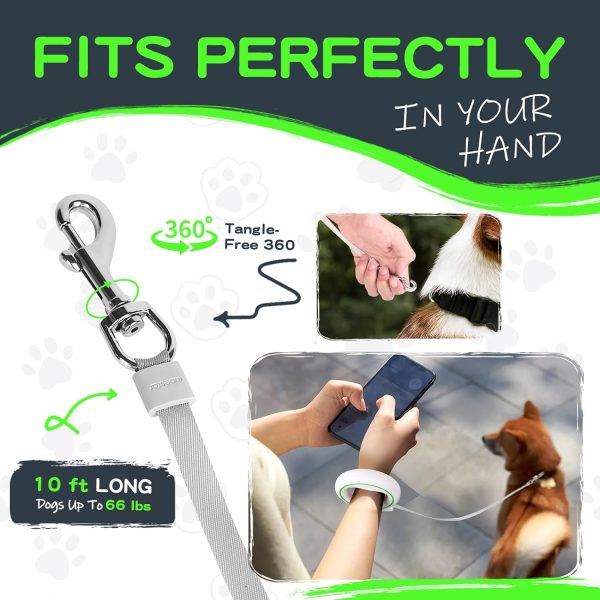 Moestar Ufo Retractable Dog Leash Hands Wearable Dog Leash With Poop Bag Holder One-Handed Brake Pause Lock 360° Tangle 10 Ft Strong Nylon Tape Dog Leash For Up To 66Lbs Medium Small Dogs