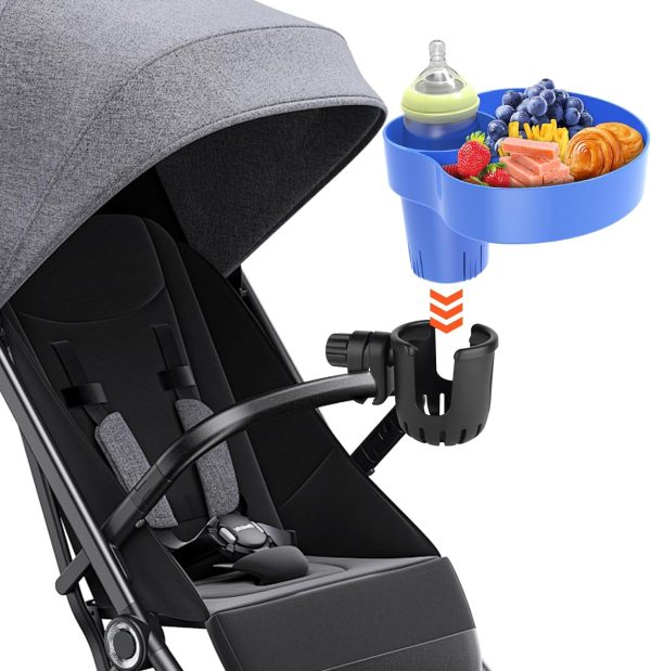 Sspont Kids Car Seat Tray, Travel Tray With Cup Holder For Toddler, Kids Car Seat Food Snack Tray For Road Trip, Stroller Snack Tray Travel Must Haves - Blue