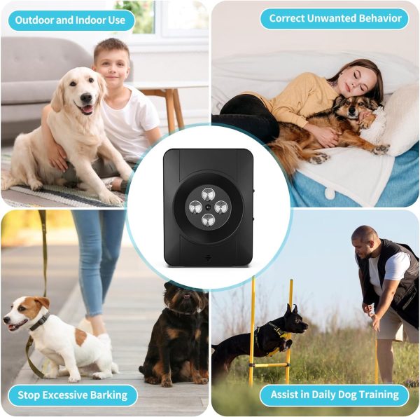 Anti Barking Device For Dogs, 4 Powerful Emitters Auto Dog Barking Device, Stop Dog Barking Device, Rechargeable Dog Barking Deterrent Devices With 3 Adjustable Modes For Small Large Dogs, Black