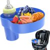 Sspont Kids Car Seat Tray, Travel Tray With Cup Holder For Toddler, Kids Car Seat Food Snack Tray For Road Trip, Stroller Snack Tray Travel Must Haves - Blue