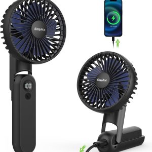 Easyacc Handheld Fan, 5000 Battery Portable Fan [7-35H Working Time] Usb Rechargeable, 4 Speed Cooling Personal Fan, Mini Hand Held Fan For Office Makeup Men Women Summer Outdoor Travel -Black