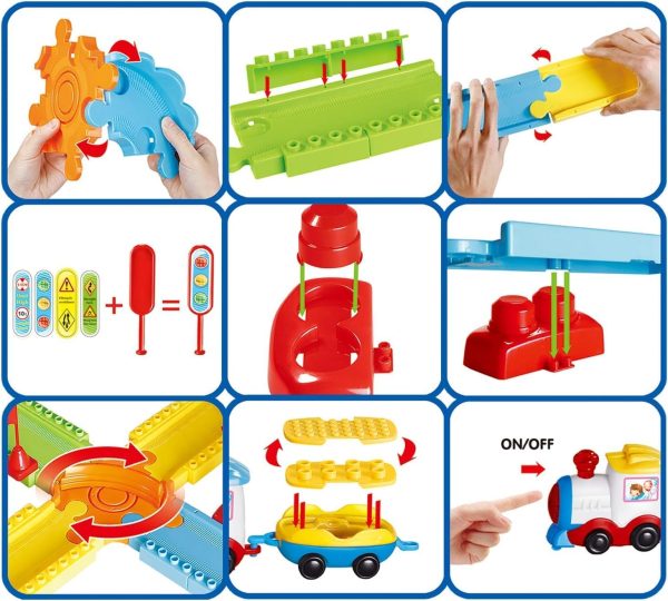 Toy Train Sets With Railway Tracks, 189 Pcs Train Toys With Lights And Sounds, 3D Puzzles Long Train Track For Boys Girls 2,3,4,5,6,7 Years Old Birthday Train Toys Gift