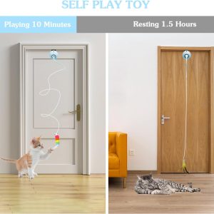 Babyltrl Cat Toys Hanging Door Automatic Cat Toy Interactive Elastic Rope With Feather, Cat Catching Game Door Hanger
