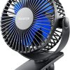 Gaiatop Portable Clip On Fan Battery Operated, Small Powerful Usb Desk Fan, 3 Speed Quiet Rechargeable Mini Table Fan, 360° Rotate Personal Cooling Fan For Home Office Stroller Camping Black Blue