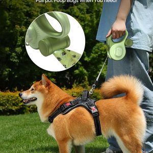 Retractable Dog Leash With Flashlight And Poop Bag Dispenser, Douexio Upgrade 4 In 1 Dog Leash Retractable For Small Medium Dogs Up To 55 Lbs, Anti-Slip Handle (Green)