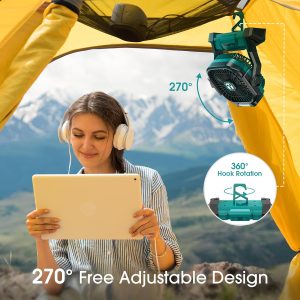 Onlynew Portable Fan Rechargeable, 20000Mah Cordless Battery Powered Fan With Led Lantern,Table Fan, Usb C Battery Operated Fans For Travel Bedroom Home Camping Tent Office Beach Desk Fishing
