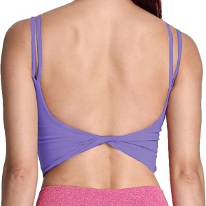 Aoxjox Women'S Workout Sports Bras Fitness Padded Backless Yoga Crop Tank Top Twist Back Cami