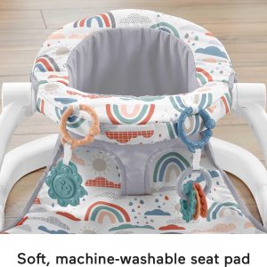 Fisher-Price Portable Baby Chair Sit-Me-Up Floor Seat With Developmental Toys & Machine Washable Seat Pad, Rainbow Sprinkles
