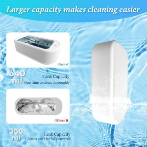 640Ml Ultrasonic Jewelry Cleaner Machine: 40W 22Oz Capacity, 48Khz, 2 Timer Modes. Professional Portable Ultrasonic Cleaner For Jewelry, Rings, Watches, Dentures And Glasses. White Design.