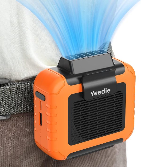 Yeedie Portable Waist Clip Fan, 6000Mah Personal Rechargeable Neck Fan Up To 16H, Strong Airflow, 3 Speed, Hand Battery Operated Belt & Necklace Fan For Working Hiking Fishing