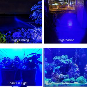 Blue Light Flashlight Zoomable Single Mode Blue Led Flashlights For Night Fishing Observation