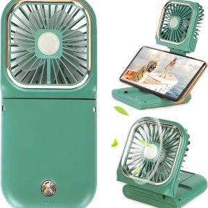 Portable Mini Fan Small Battery Operated Fan 5 In 1 As Power Bank,Phone Holder,Handheld Fan,Desk Fan, Usb Rechargeable Personal Hand Fans,3000 Mah Power Bank,3 Speed Adjustable, Neck Lanyard, White