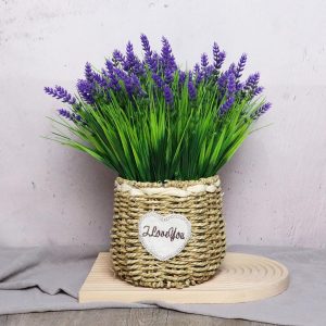 12 Bundles Artificial Plants Outdoor, Uv Resistant Monkey Grass With Lavender Flowers Greenery Stems No Fade Faux Shrubs For Home Garden Window Box Porch Front Patio Office Decor - Purple
