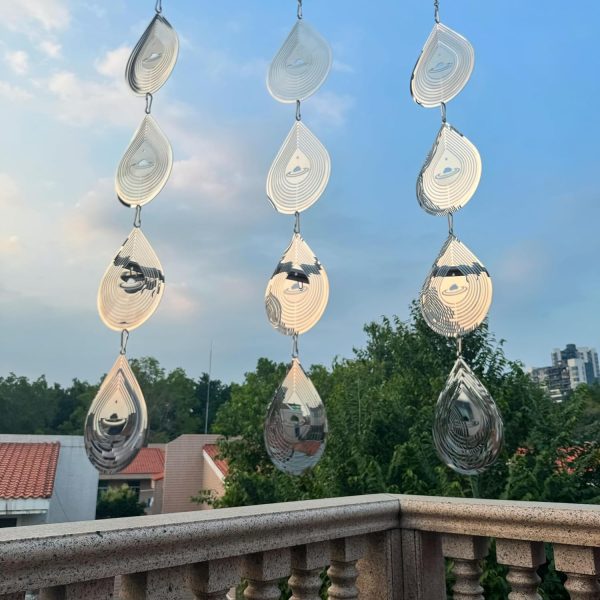 Water Droplets Bird Scare Discs Set-Highly Reflective Double-Sided Bird Reflectors, Extra Sparkly Metal Wind Spinner Outdoor Garden Decor, Decorations To Scare Away Yard Birds