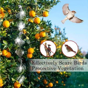 Bird Scare Discs Highly Reflective Double-Sided Bird Reflectors Sparkly Wind Spinner Outdoor Metal Garden Decor To Scare Bird Away From Yard Patio Farm Lawn (Fishbone)