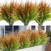 Szjias Plants Outdoor Artificial Grass Plastic Plants Uv Resistant Greenery (8 Pcs, Orange)