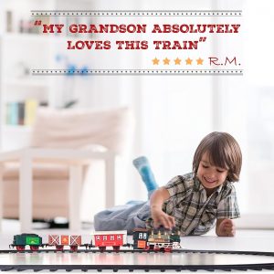 Kids Train Set - Electric Train Set For Boys 3-5 W/Lights & Sound, Train Toy Railway Kits Gift Toy W/Steam Locomotive Engine, 4 Horses & Tracks, For 4-7