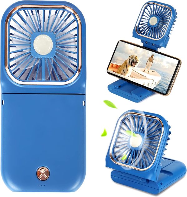 Portable Mini Fan Small Battery Operated Fan 5 In 1 As Power Bank,Phone Holder,Handheld Fan,Desk Fan, Usb Rechargeable Personal Hand Fans,3000 Mah Power Bank,3 Speed Adjustable, Neck Lanyard, White