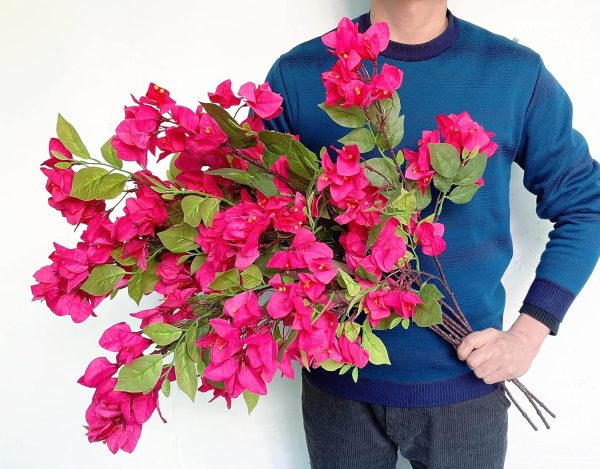 Pack Of 8 Artificial Flowers Stems Silk Bougainvillea Branches For Wedding Centerpieces, Table Runner, Indoor & Outdoor Decoration - 30 Inch (Fuchsia) 1