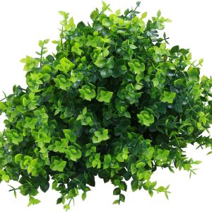 Summer Flower 10 Pack Artificial Boxwood Stems For Outdoors, Unfading In The Sun Plastic Faux Plants, Foliage Shrubs Greenery For Garden,Office,Patio,Wedding,Farmhouse Indoor Decoration