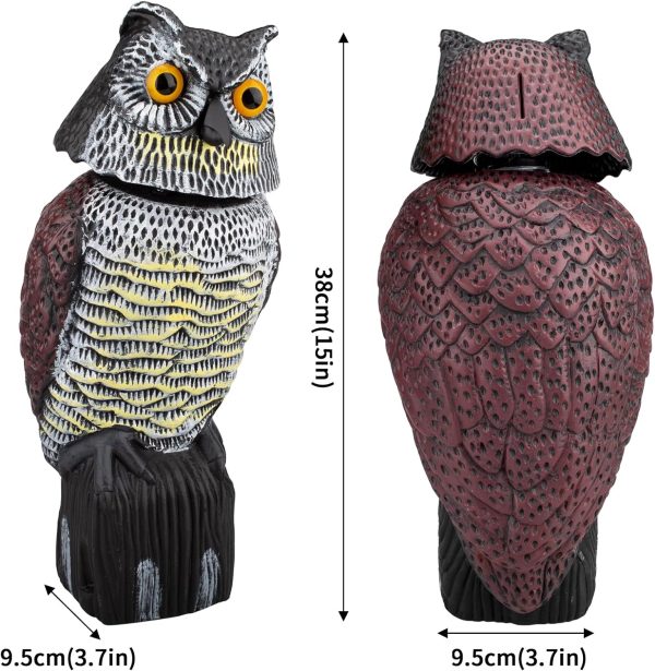 Owl Decoys To Scare Birds Squirrels Away,Owls To Frighten Birds 360 Degree Rotating Head,Plastic Owl Decoy To Scare Birds Away Deterrent,Garden Owls Bird Scare Devices For Indoor Outdoor Garden,Yard