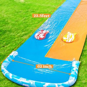 Joyin 22.5Ft Water Slides And 2 Bodyboards, Lawn Water Slide Summer Slip Waterslides Water Toy With Build In Sprinkler For Backyard Outdoor Water Fun For Kids