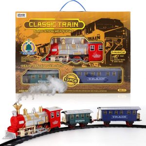 Classic Train Set With Smoke - Train Toys For Kids With Lights & Sounds, Locomotive Engine, Railway Kit Cargo Cars & 11 Feet Of Tracks