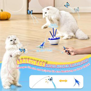 Cat Toys 4 In 1 Automatic Interactive Kitten Toy, Fluttering Butterfly, Moving Feathers, Bell Balls, Usb Powered, Cat Exercise Toy Self Play For Bored Indoor Adult Cats