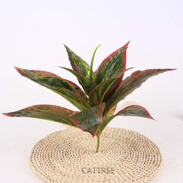 Cattree Plants Artificial Plant Outdoor Shrubs Faux Grass Plastic Leaves Greenery Bushes Home Garden Wedding Party Decorations Indoor Office Yard Uv Resistant Planter Filler Red 2 Pack