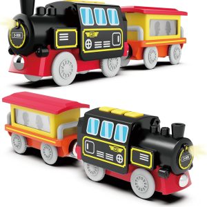 Battery Operated Locomotive Train, Magnetic Train Toy For Wooden Tracks, Motorized Train Compatible With Thomas, Brio, Chuggington, Melissa And Doug (Battery Not Included)