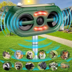 Outdoor Solar Powered Animal Repeller,2024 Ultrasonic Animal Repellent,Ultrasonic Squirrels Deterrent Waterproof Dog Repeller,Effective Solar Cat Repellent With Motion Sensor For Yard Garden Farm