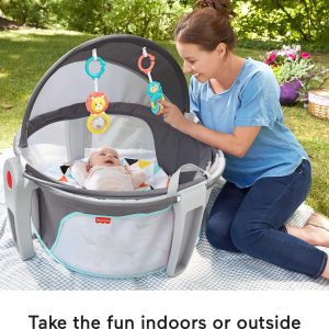 Fisher-Price Portable Bassinet And Play Space On-The-Go Baby Dome With Developmental Toys And Canopy, Windmill