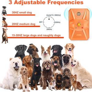 Tuncate Dog Barking Device, 3 Modes Ultrasonic Anti Bark Device, Suitable For All Types Of Dogs, 33 Feet Stops Neighbor Dog Barking, 100% Safe Dog Bark Stopper, Stops Dog Unwanted Behaviors, Orange
