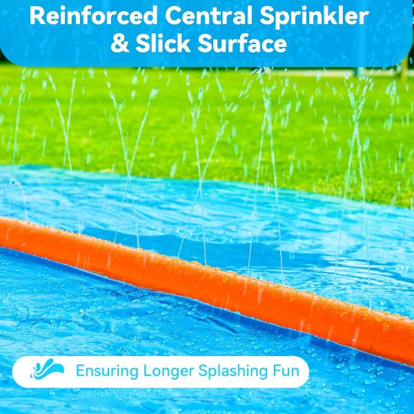30Ft Slip Lawn Water Slide, Extra Long Slip Splash And Slide For Kids And Adults Backyard, With 2 Sliding Lanes And 2 Inflatable Bodyboards With Central-Pipe Sprinkler, Outdoor Summer Water ToyU2026