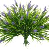 Obbsie 12 Bundles Artificial Plants Outdoor, 18.2" Uv Resistant Faux Monkey Grass Greenery Stems No Fade Faux Plastic Flowers Shrubs For Home Weddings Garden Porch Front Patio Office Decor - Purple