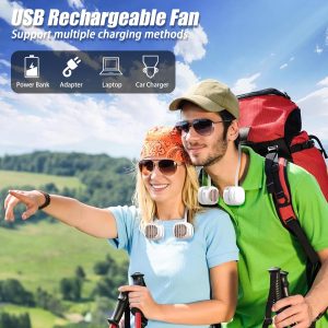 Ez Tuxedo Portable Neck Fan.Hands Portable Fan 3 Speeds Bladeless, 360°Adjustable Cooling Personal Fan,Display Electricity.Usb Rechargeable Fan For Women Men,Outdoor, Travel (White)