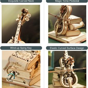 Rokr 3D Wooden Puzzles For Adults Music Box Bundle - Cello Music Box & Orrey Music Box, Unique Gift Hobby For Boys Girls Family