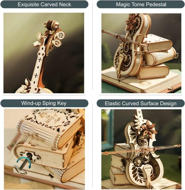 Rokr 3D Wooden Puzzles For Adults Music Box Bundle - Cello Music Box & Orrey Music Box, Unique Gift Hobby For Boys Girls Family