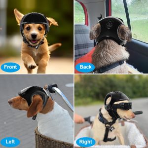 Dog Helmets For Small Dogs With Ear Holes, Hard Safety Pet Dog Hat For Puppy, Windproof Doggies Motorcycle Helmets For Outdoor Riding Hiking Cycling (Black, Small)