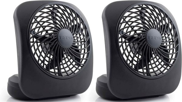 O2Cool Treva 5 Inch Battery Powered Fan Portable Desk Fan 2 Cooling Speeds With Compact Folding & Tilt Design Small Fan Cubicle Accessories Mini Fan Portable (Black)
