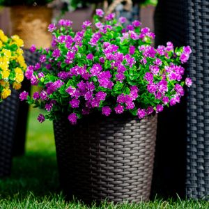 Artificial Flowers For Outdoors Uv Resistant - 12 Pcs Bundles Faux Outdoor Plants Plastic Flowers Bushes Shrubs No Fade Artificial Greenery Home Porch Stems Outside Window Box Decor(Magenta)