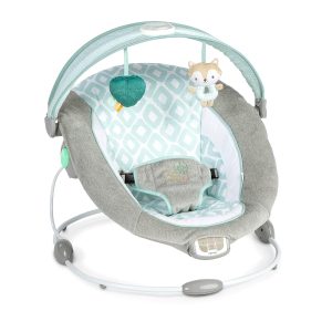 Ingenuity Inlighten Baby Bouncer Seat With Light Up-Toy Bar And Bunny Tummy Time Pillow Mat - Kitt, Newborn And Up