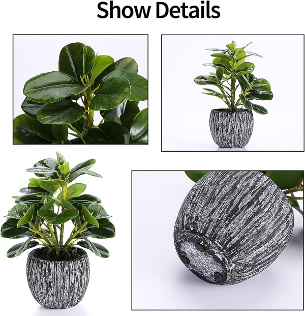 Artificial Potted Plant, Real Touch Artificial Oak Leaves Waterproof Plants Indoor Outdoor, Eco Friendly Modern Concrete Greenery Plant Pots For Office Home Kitchen Shelf Farmhouse Decor
