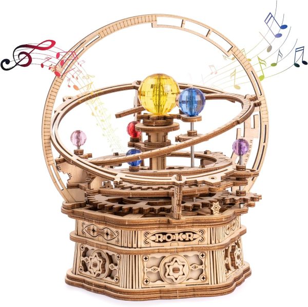 Robotime 3D Puzzles For Adults Model Kits For Adults Hobbies For Men/Women Rotating Starry Night Wooden Puzzle Music Box Amk51